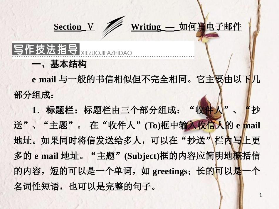 高中英语 Module 1 Small Talk Section Ⅴ Writing-如何写电子邮件课件 外研版选修6_第1页