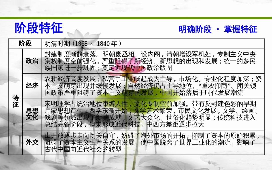 届高考历史二轮复习 第一部分 古代篇 农业文明时代的中国与世界 板块3 中国古代文明的辉煌与迟滞—明清课件_第3页