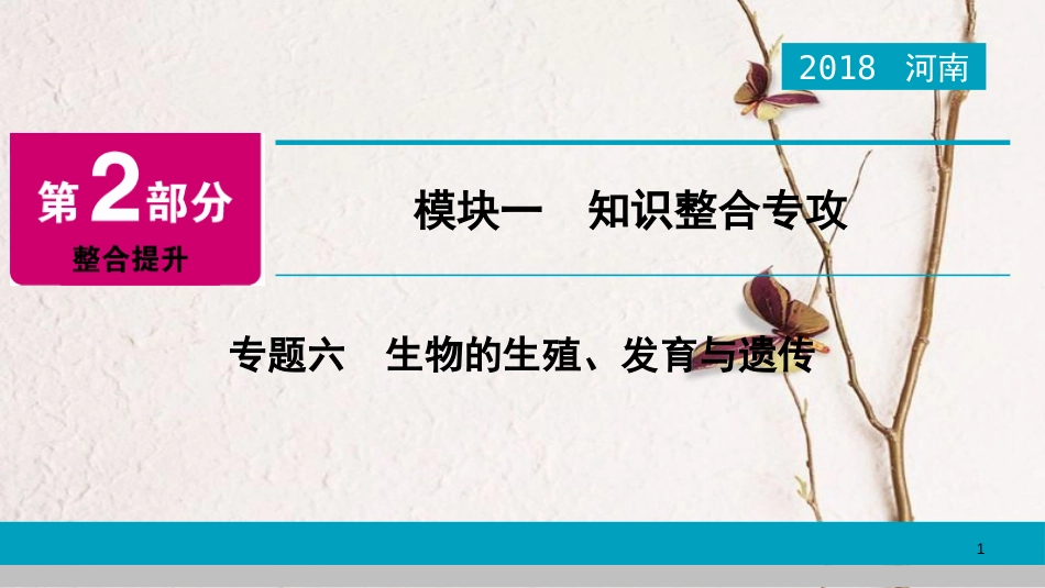 河南省2018年中考生物总复习 第2部分 模块1 专题6 生物的生殖、发育与遗传课件_第1页