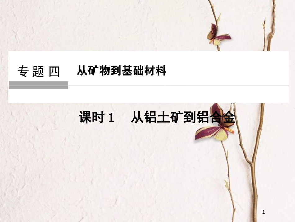 （浙江专版）2019版高考化学大一轮复习 专题四 从矿物到基础材料 课时1 从铝土矿到铝合金课件_第1页