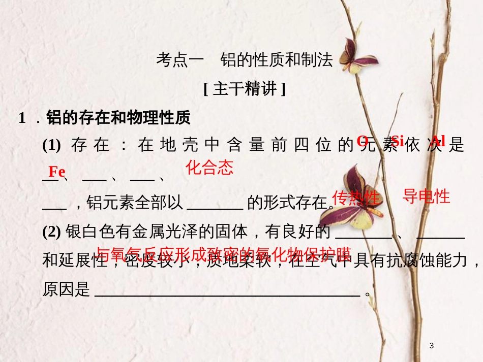 （浙江专版）2019版高考化学大一轮复习 专题四 从矿物到基础材料 课时1 从铝土矿到铝合金课件_第3页