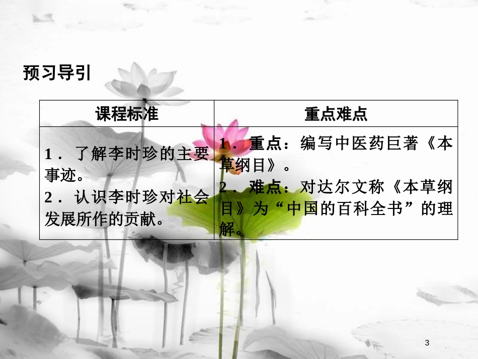 高中历史 第六单元 杰出的科学家 第1课 杰出的中医药学家李时珍课件 新人教版选修4_第3页