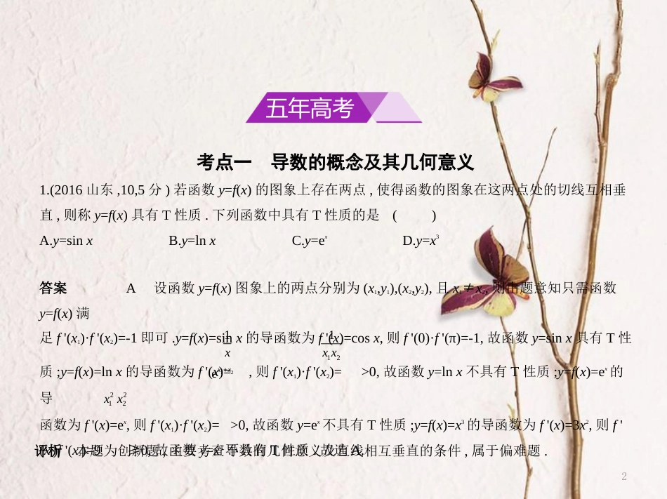 （浙江专用）高考数学一轮复习 第三章 导数 3.1 导数的概念及运算课件_第2页