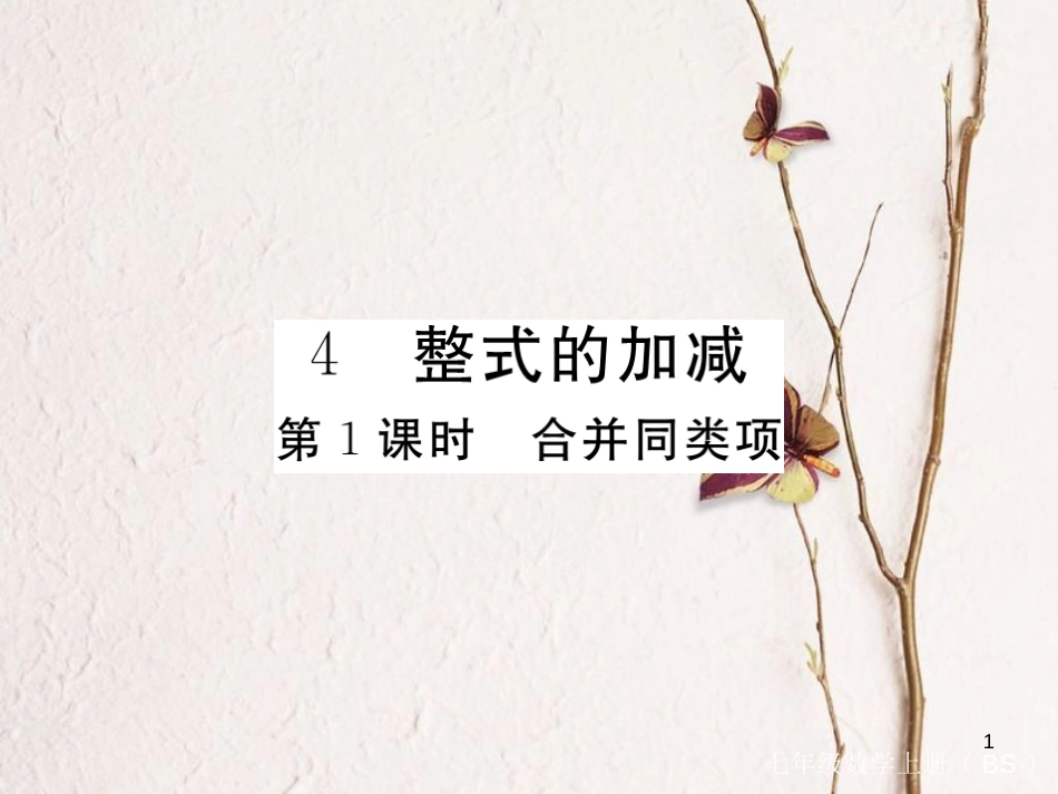 七年级数学上册 3.4 整式的加减 第1课时 合并同类项（小册子）课件 （新版）北师大版_第1页