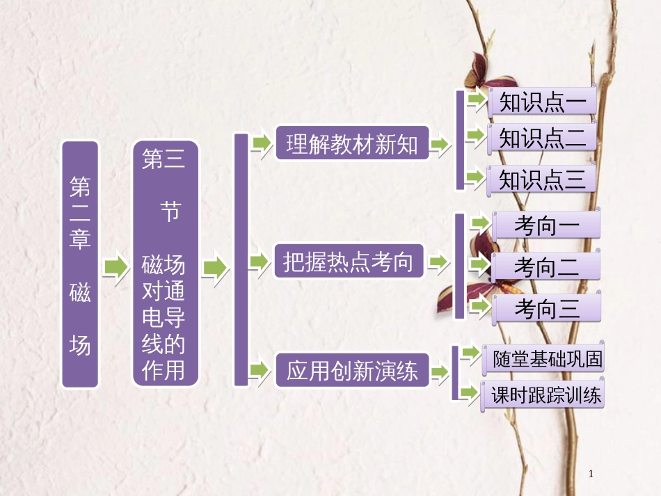 高中物理 第二章 磁场 第三节 磁场对通电导线的作用课件 新人教版选修1-1_第1页