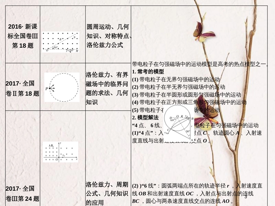 （全国通用）高考物理二轮复习 真题模型再现3 带电粒子在匀强磁场中的运动模型课件_第3页