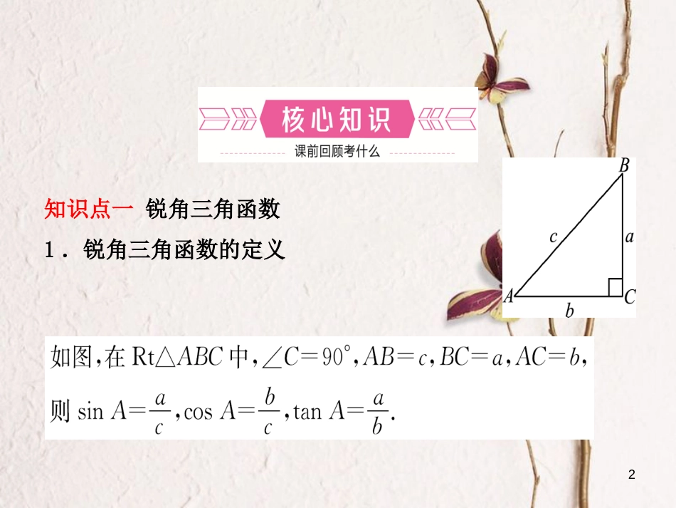 河北省中考数学总复习 第四章 几何初步与三角形 第四节 解直角三角形课件_第2页