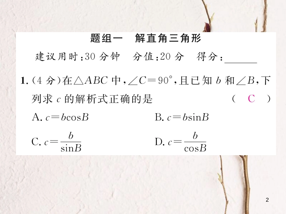 九年级数学下册 双休作业（七）作业课件 （新版）新人教版_第2页