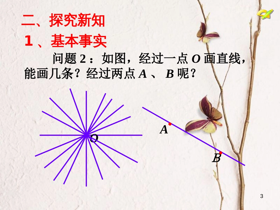 陕西省安康市石泉县池河镇七年级数学上册 4.2 直线、射线与线段课件 （新版）新人教版_第3页