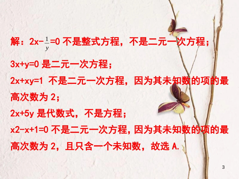 浙江省嘉兴市秀洲区七年级数学下册 第2章 二元一次方程组 2.1 二元一次方程课件 （新版）浙教版_第3页