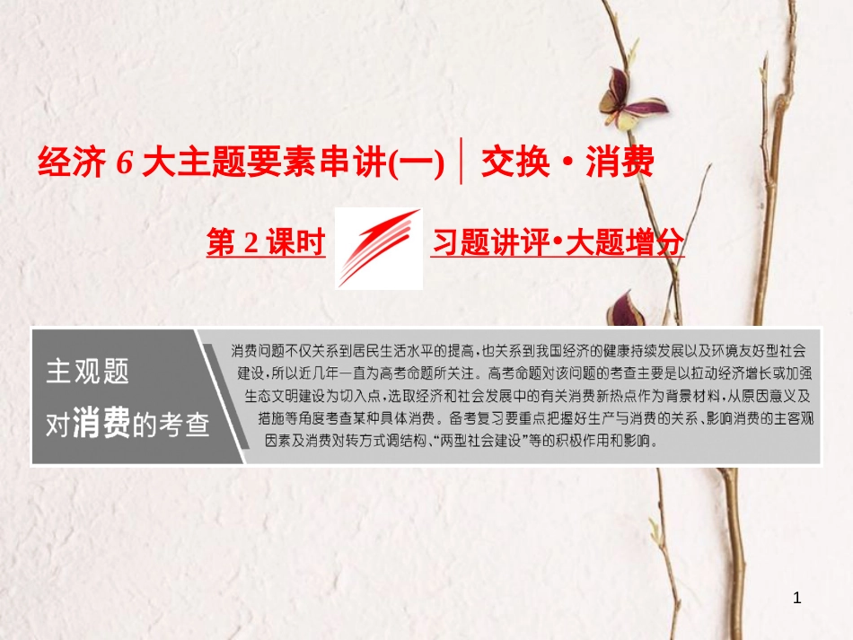 高考政治二轮复习（A版）经济6大主题要素串讲（一）第2课时 习题讲评 大题增分课件_第1页