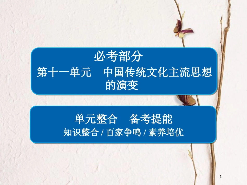 2019届高考历史一轮复习 第十一单元 中国传统文化主流思想的演变单元整合课件 新人教版_第1页