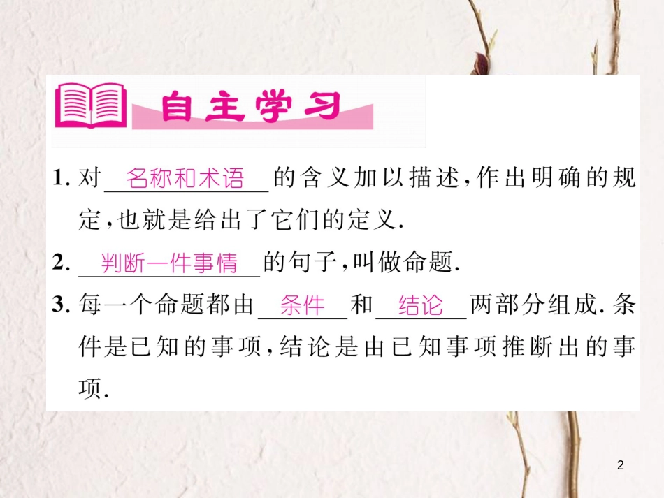 （成都专版）八年级数学上册 7.2 定义与命题（1）习题课件 （新版）北师大版_第2页