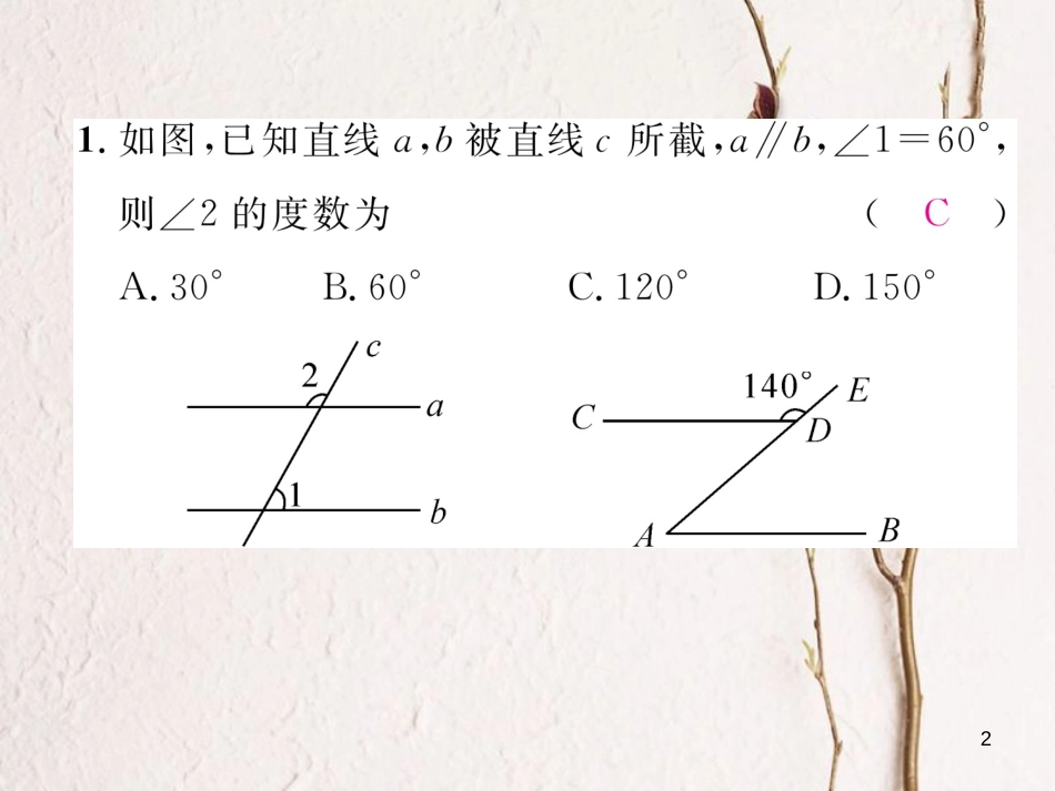 （黔西南专版）七年级数学下册 第5章 相交线与平行线本章重难点突破作业课件 （新版）新人教版_第2页