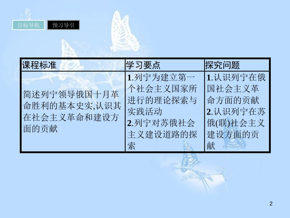 高中历史 第四单元 无产阶级革命家 第14课 苏联社会主义国家的奠基人列宁课件 岳麓版选修4_第2页