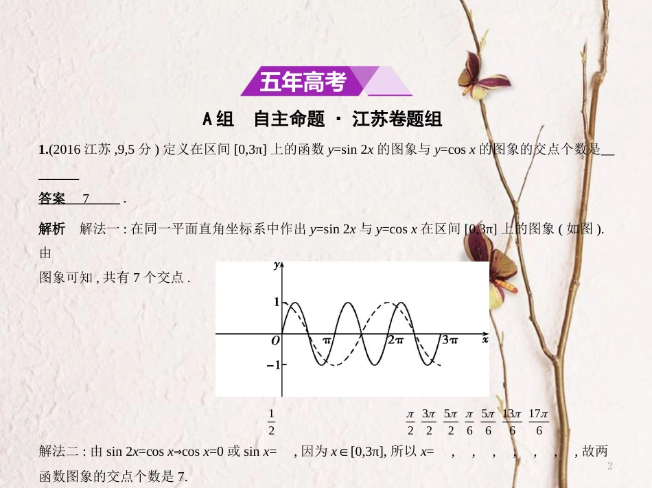 （江苏专用）高考数学一轮复习 第三章 三角函数 3.2 三角函数的图象和性质课件_第2页