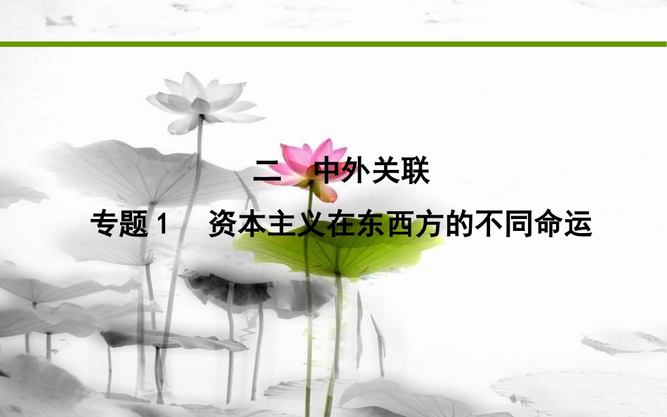届高考历史二轮复习 第一部分 近代篇 高考聚焦 中外关联 专题1 资本主义在东西方的不同命运课件_第1页