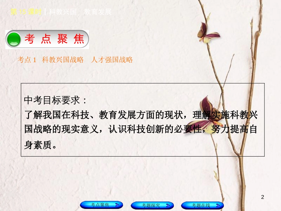 （河北专版）中考政治复习方案 第五单元 知晓国情 报效祖国 第15课时 科教兴国 教育发展课件_第2页