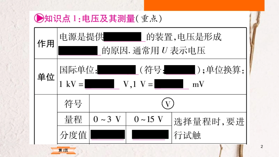 (云南专版)中考物理总复习 第16讲 电压 电阻课件_第2页
