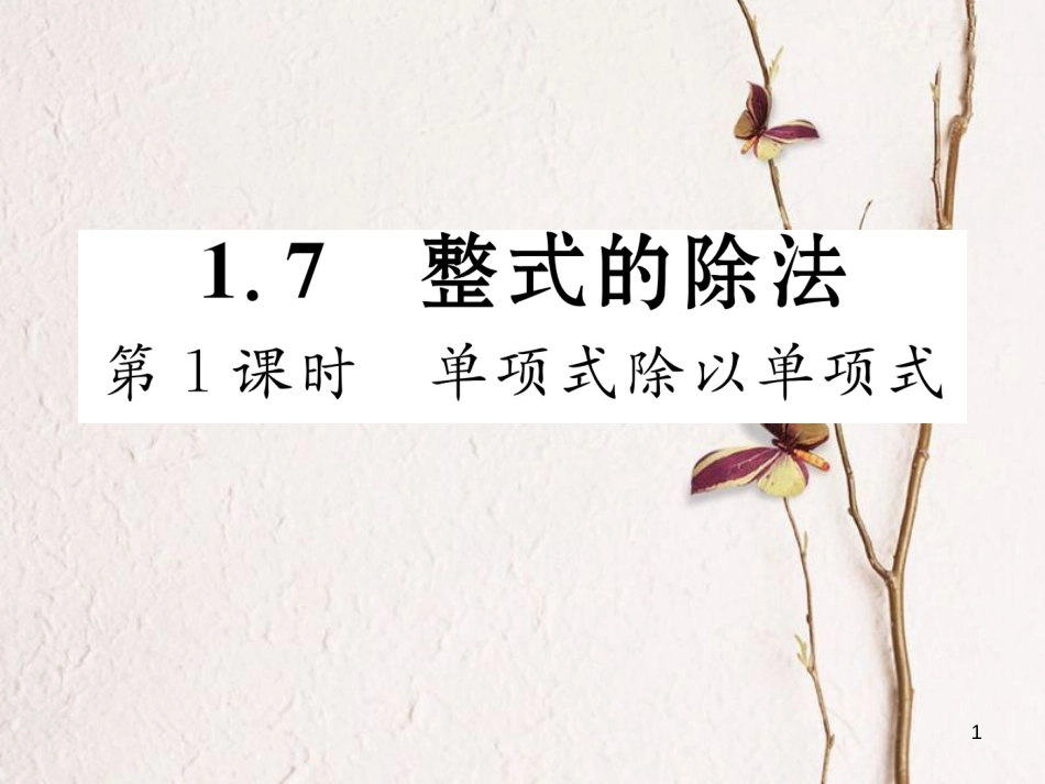 七年级数学下册 第1章 整式的乘除 1.7 整式的除法 第1课时 单项式除以单项式作业课件 （新版）北师大版_第1页