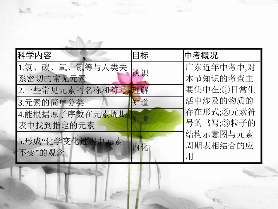 届中考化学复习 第一模块 分类复习 1.2 认识化学元素课件 （新版）新人教版_第2页