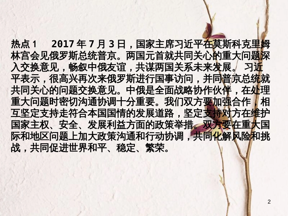 湖南省中考历史总复习第二部分专题突破专题二对外交往—习近平访俄课件岳麓版_第2页