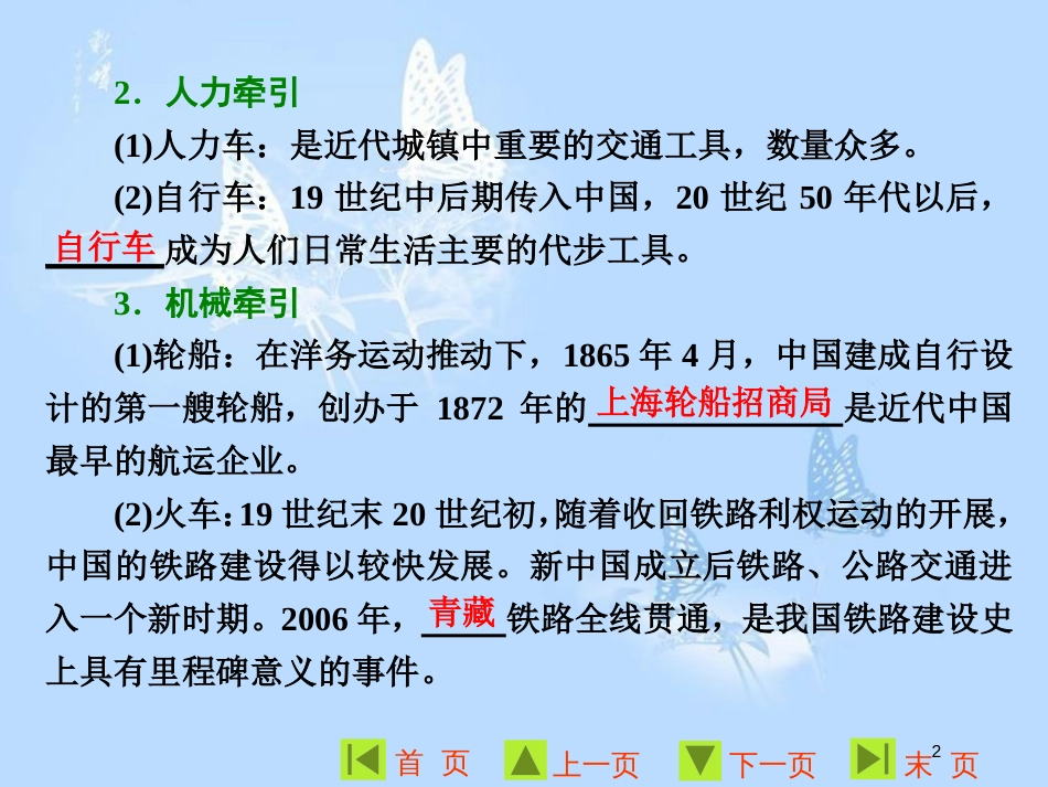 高中历史 专题四 中国近现代社会生活的变迁 二 交通和通信工具的进步课件 人民版必修2_第2页