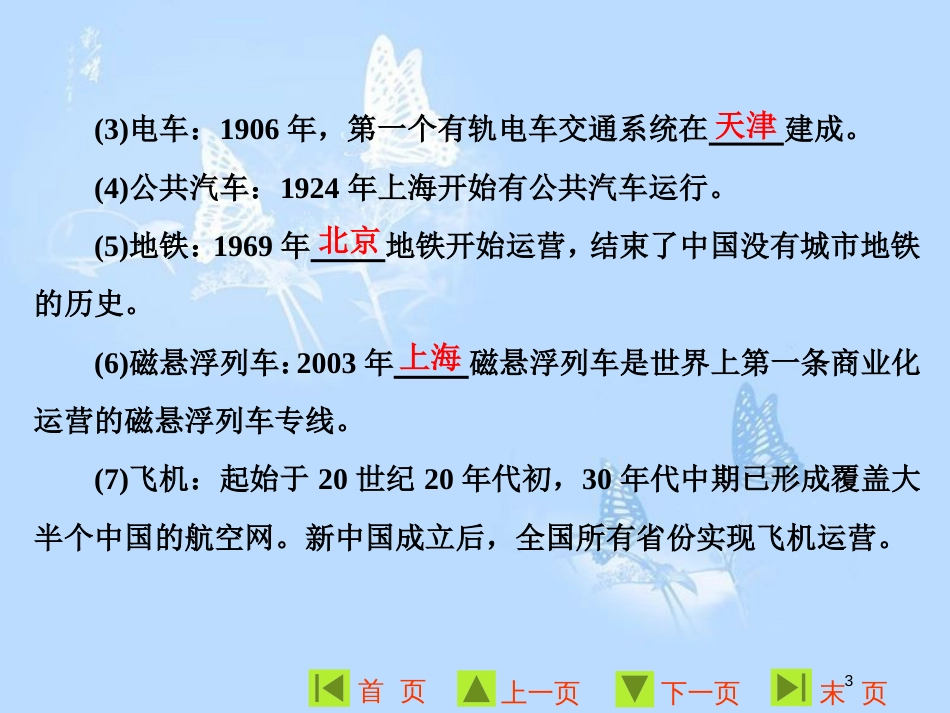 高中历史 专题四 中国近现代社会生活的变迁 二 交通和通信工具的进步课件 人民版必修2_第3页