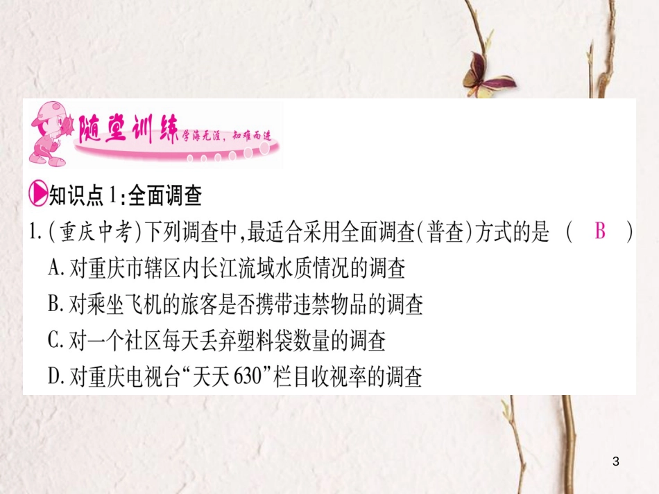 七年级数学下册 第10章 数据的收集整理与描述 10.1 统计调查习题课件 （新版）新人教版_第3页