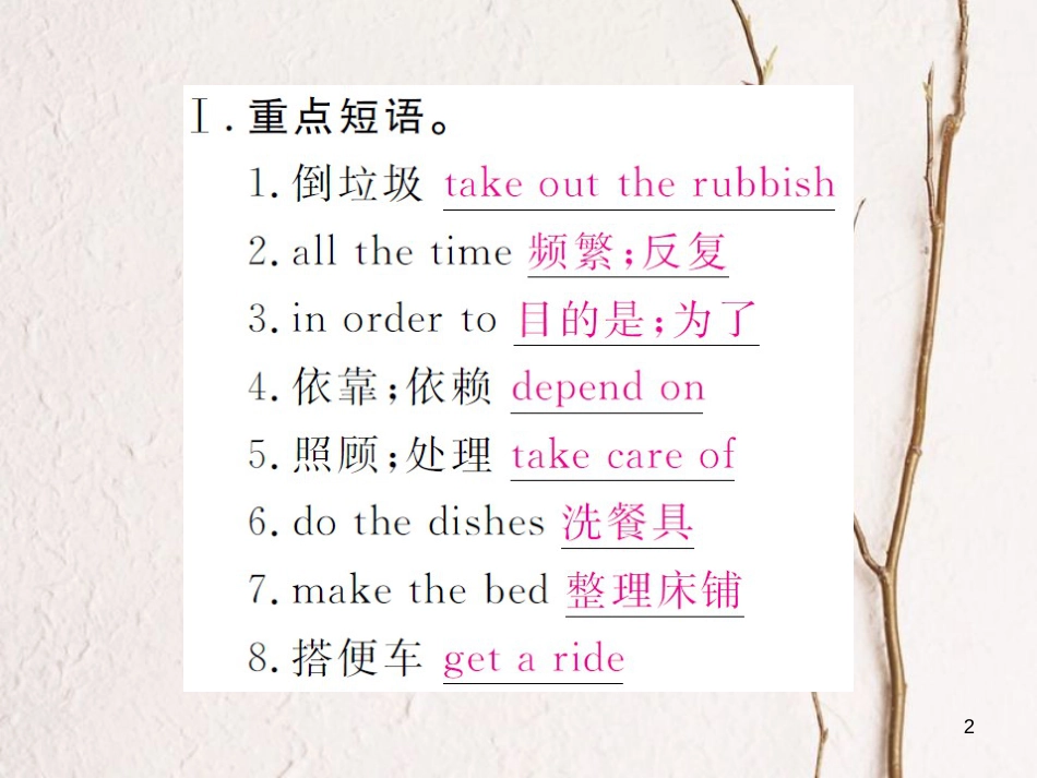 （贵州专版）八年级英语下册 Unit 3 Could you please clean your room复习归纳作业课件 （新版）人教新目标版_第2页
