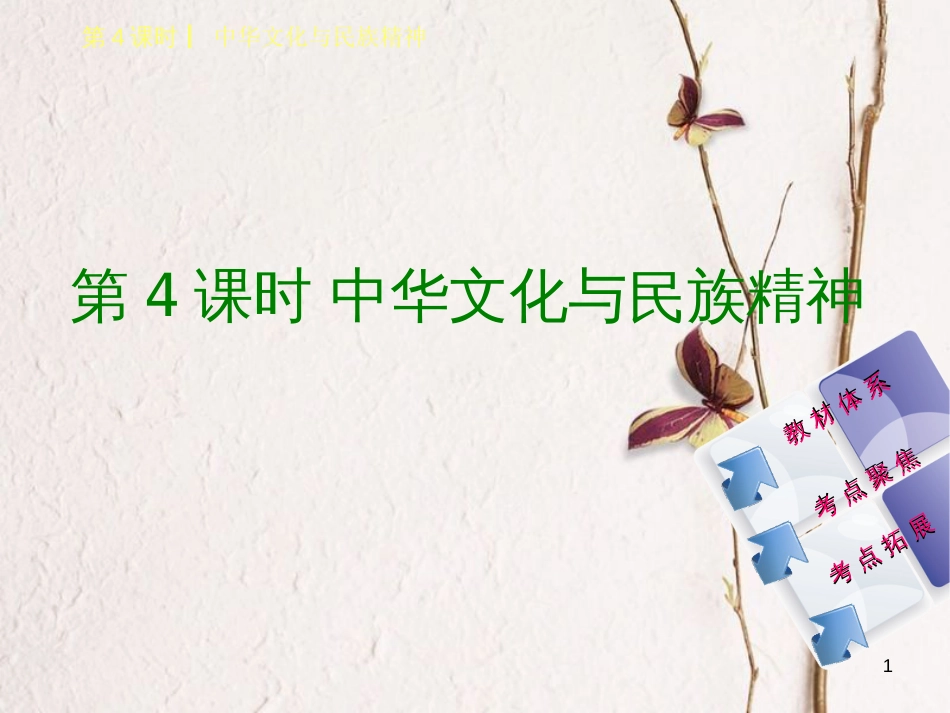 （鄂尔多斯专版）中考政治 九年级全一册 第4课时 中华文化与民族精神课件_第1页