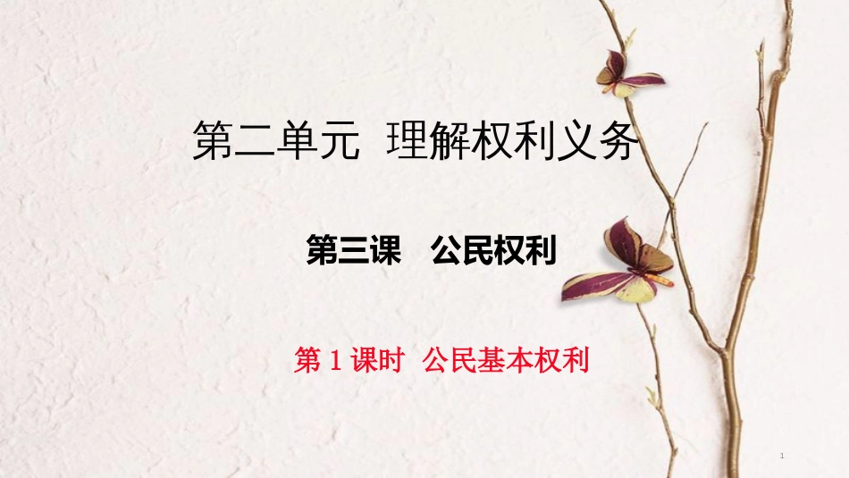 八年级道德与法治下册 第二单元 理解权利义务 第三课 公民权利 第1框《公民基本权利》课件 新人教版(1)_第1页