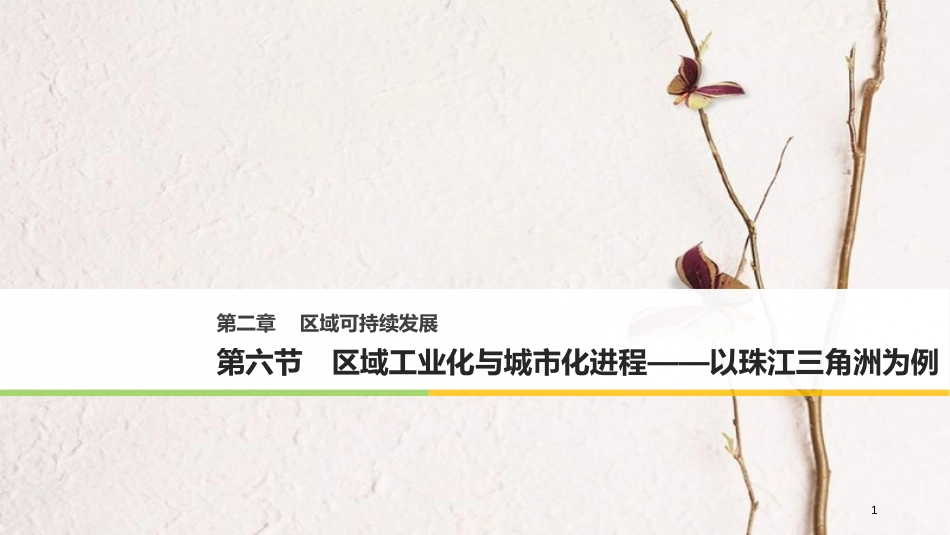 高中地理 第二章 区域可持续发展 第六节 区域工业化与城市化进程——以珠江三角洲为例同步备课课件 湘教版必修3_第1页
