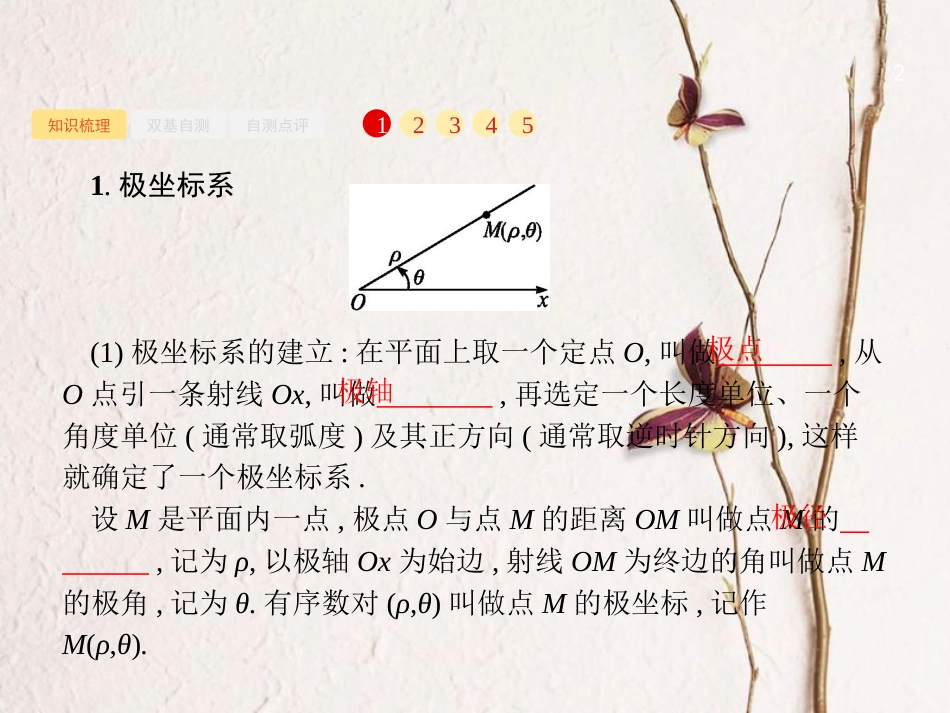 2019年高考数学一轮复习 选考部分 坐标系与参数方程课件 新人教B版选修4-4_第2页