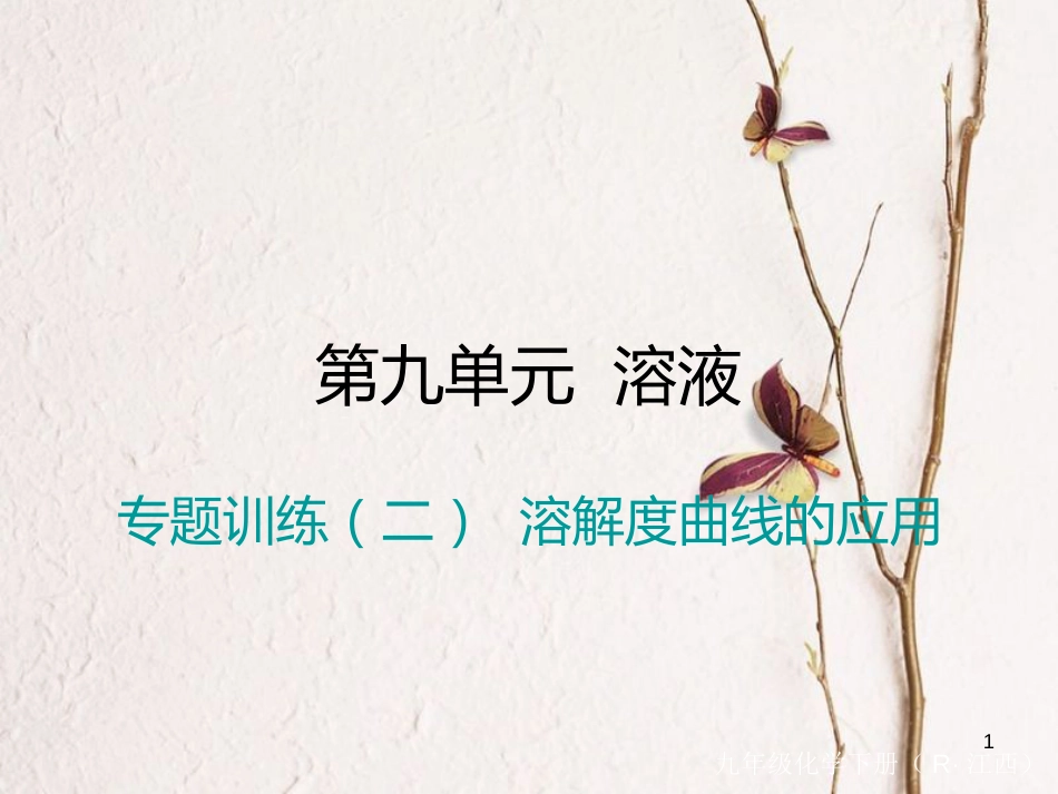 （江西专版）九年级化学下册 第9单元 溶液 专题训练（二）溶解度曲线的应用课件 （新版）新人教版_第1页