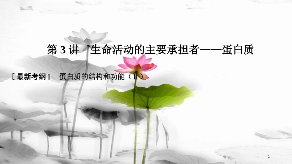届高考生物一轮复习 第一单元 组成细胞的分子 第3讲 生命活动的主要承担者——蛋白质课件_第1页