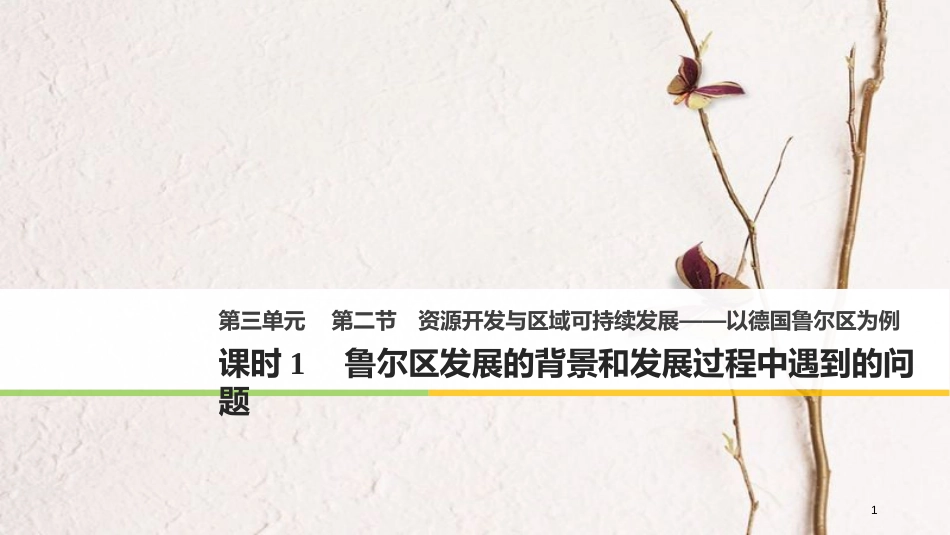 高中地理 第三单元区 域资源、环境与可持续发展 第二节 资源开发与区域可持续发展——以德国鲁尔区为例（1）同步备课课件 鲁教版必修3_第1页