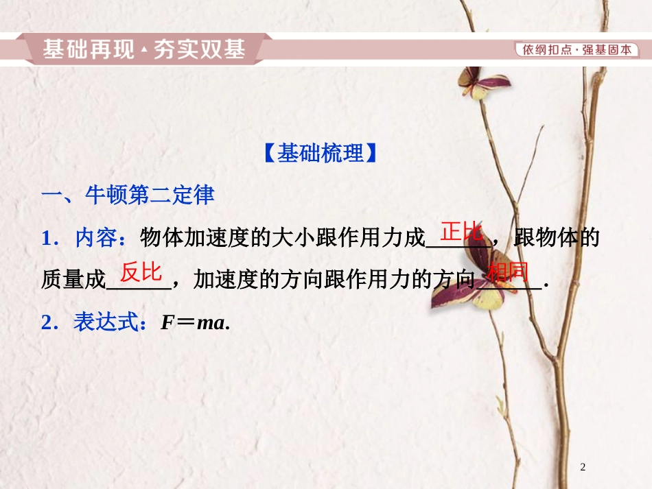 2019届高考物理总复习 第三章 牛顿运动定律 第二节 牛顿第二定律 两类动力学问题课件_第2页