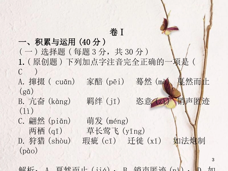 （毕节专版）八年级语文下册 期中达标测试课件 新人教版_第3页