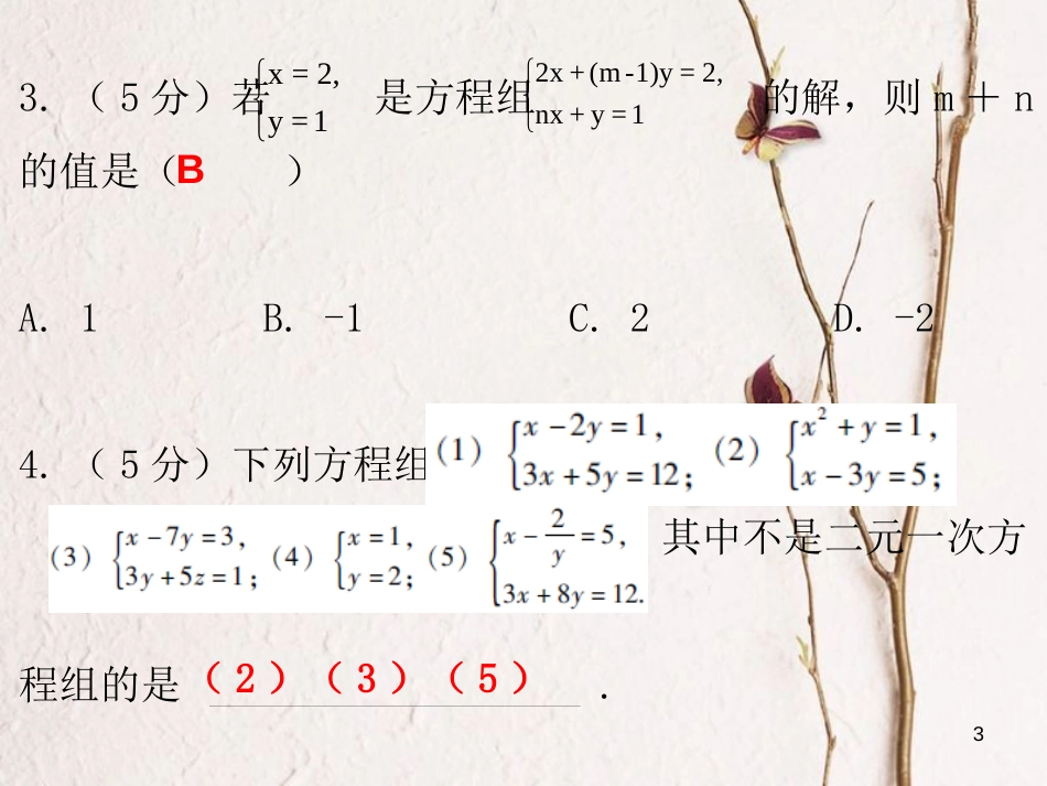 八年级数学上册 第五章 二元一次方程组 1 认识二元一次方程组（课堂十分钟）课件 （新版）北师大版_第3页