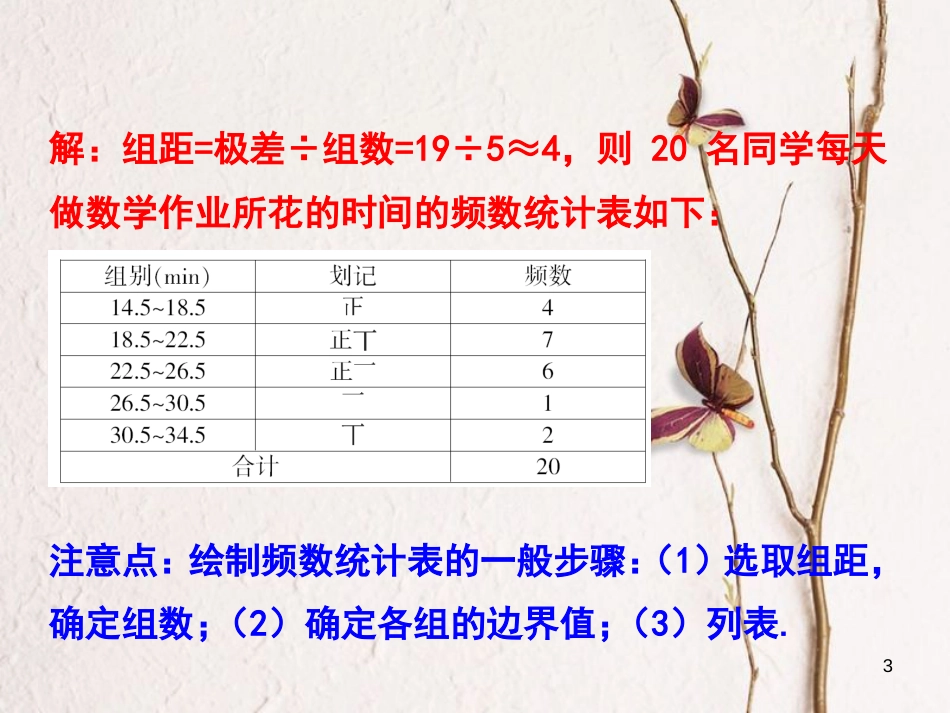 浙江省嘉兴市秀洲区七年级数学下册 第六章 数据与统计图表 6.4 频数与频率（第1课时）习题课件 （新版）浙教版_第3页