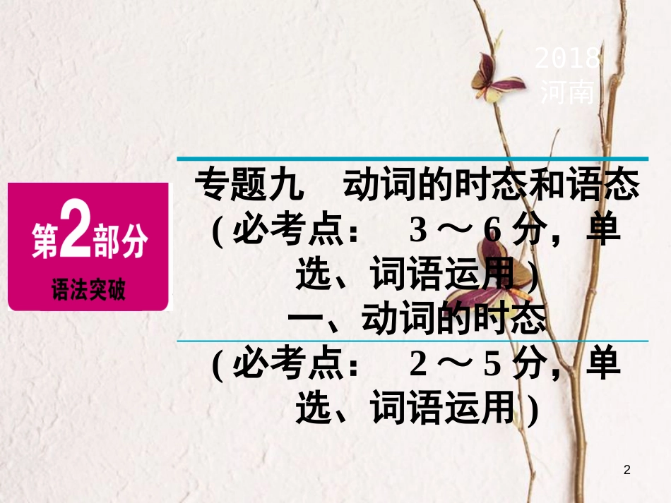河南省中考英语总复习 第2部分 语法突破 专题9 动词的时态和语态 一 动词的时态精讲课件_第2页