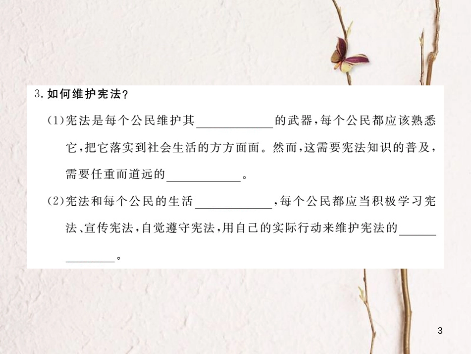 九年级政治全册 第三单元 法治时代 第七课 神圣的宪法 第2框 公民基本权利的保障书 更严格的制定与修改程序课件 人民版_第3页
