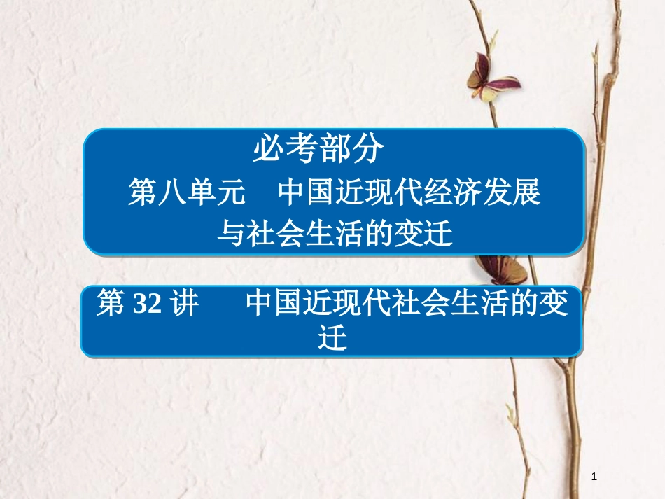 2019届高考历史一轮复习 第八单元 中国近现代经济发展与社会生活的变迁 32 中国近现代社会生活的变迁课件 新人教版_第1页