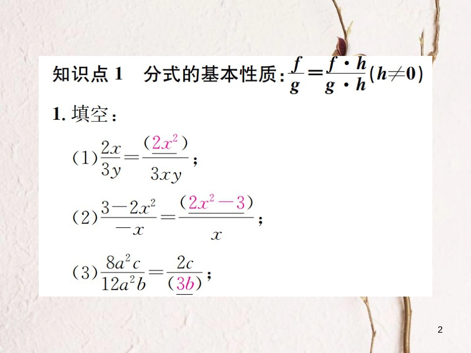 八年级数学上册 1.1 分式 第2课时 分式的基本性质习题课件 （新版）湘教版_第2页