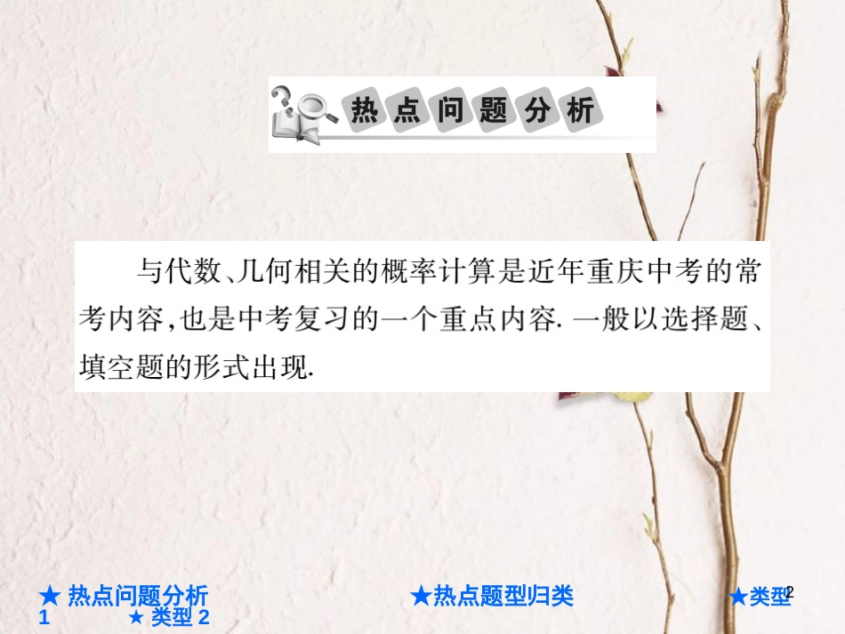 中考数学总复习 第二部分 重点专题提升 专题八 与代数、几何相关的概率计算课件_第2页