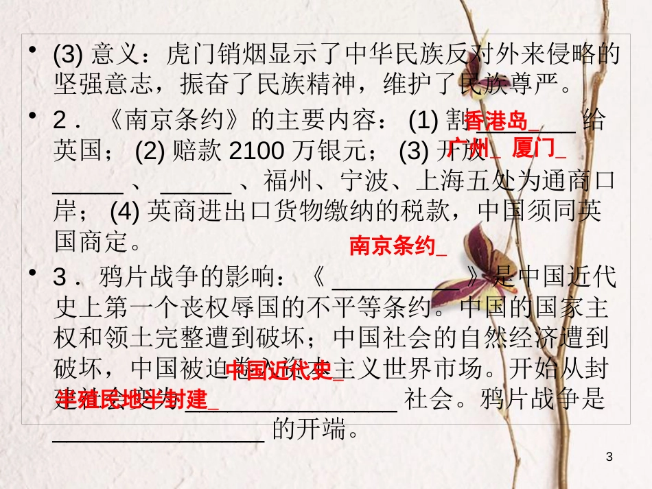 广东省年中考历史复习 第1轮 单元过关 夯实基础 考点晚诵 模块2 中国近代史 第1单元 列强的侵略与中国人民的抗争课件_第3页