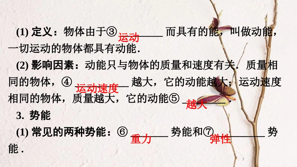 中考物理 基础过关复习集训 第十一章 功和机械能 第2节 动能和势能 机械能及其转化课件 新人教版_第3页