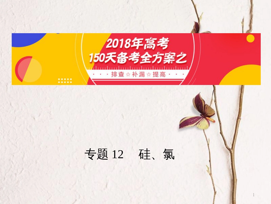 备考高考化学150天全方案之排查补漏提高 专题12 硅、氯课件_第1页