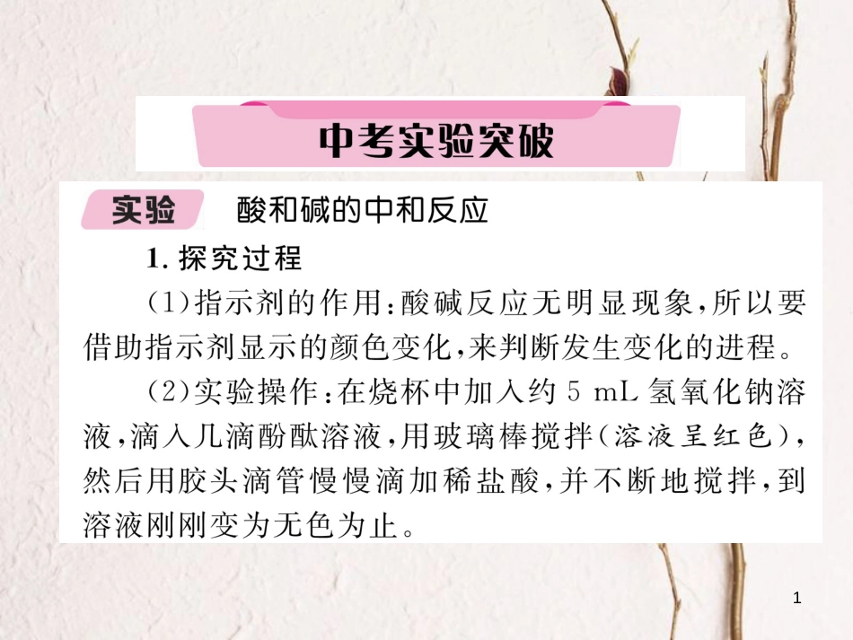 （青海专版）中考化学复习 第1编 教材知识梳理篇 第10单元 酸和碱中考实验突破（精讲）课件_第1页